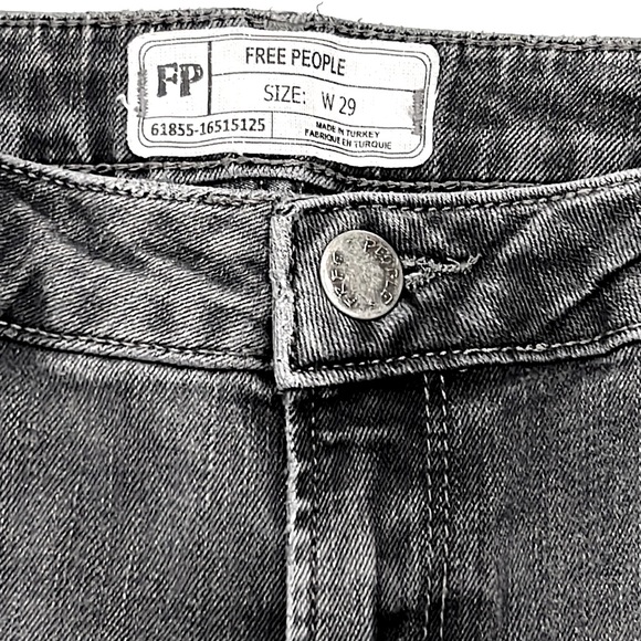 Free People Gray Cropped Frayed Hemline Straight Leg Jean - Picture 6 of 9